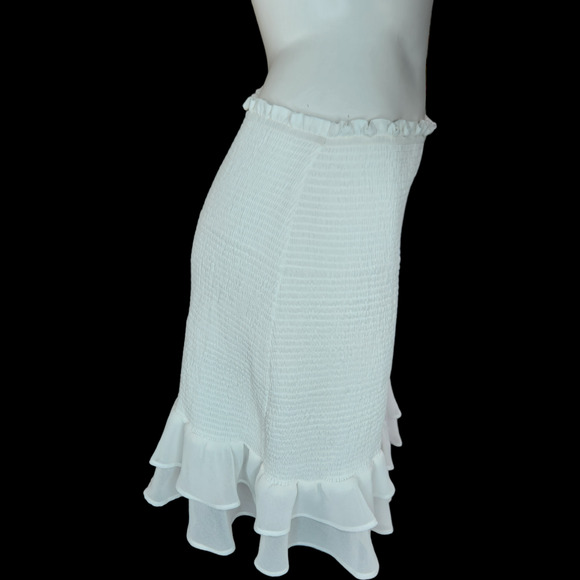 1. State Smocked Double Ruffle Hem Mini Skirt In White Women's Size Small NWT - Picture 8 of 11